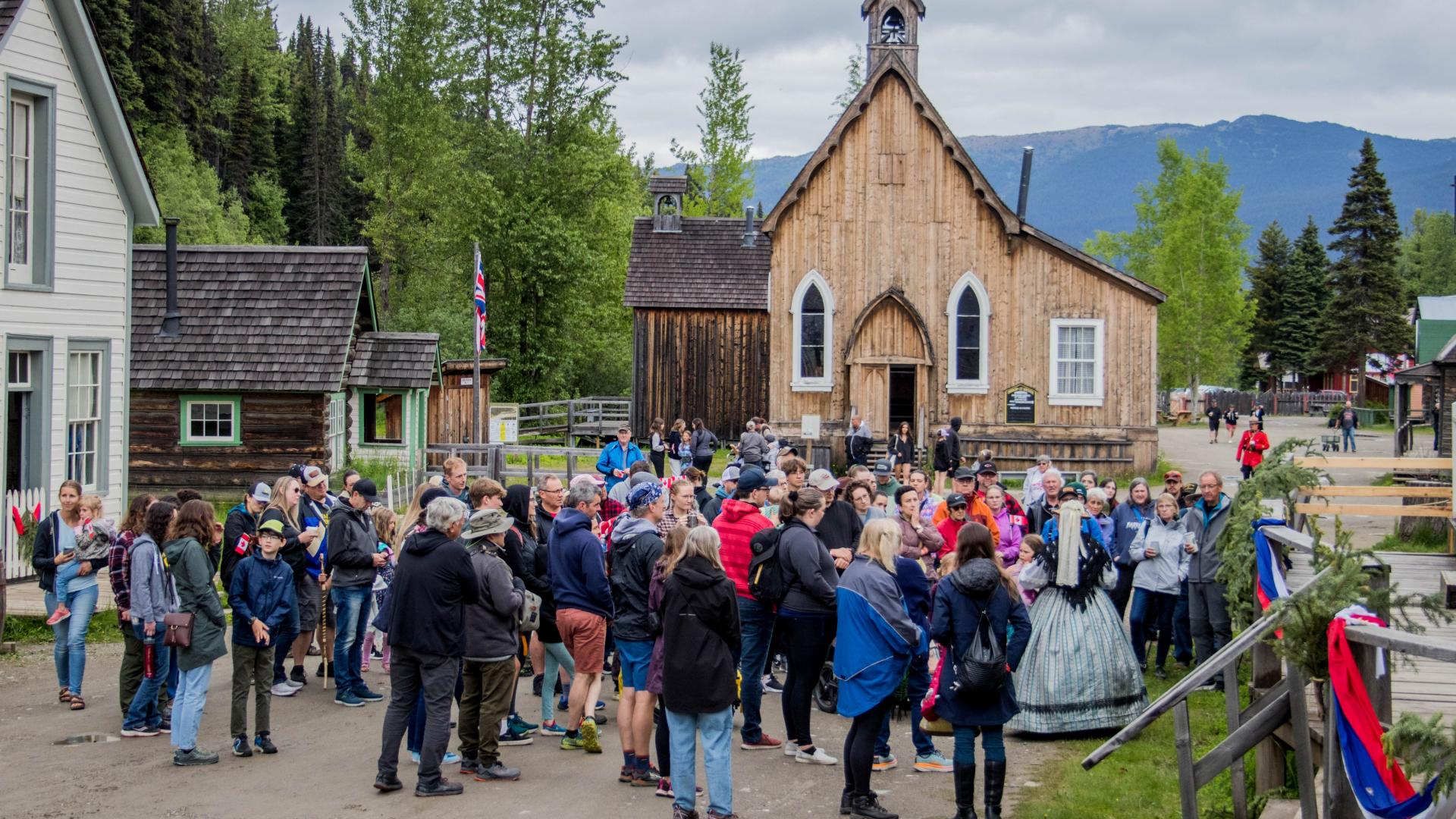 People gathered on Barkerville's main street
