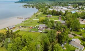 A drone shot of the Fort St. James National Historic Site