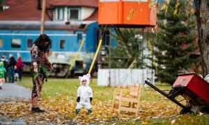 Guests dressed up for Halloween at the Railway and Forestry Museum