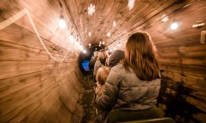 A group rides the Cottonwood Minirail at the Railway and Forestry Museum