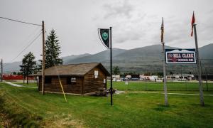 A Northern Routes banner outside the Whistlestop Gallery