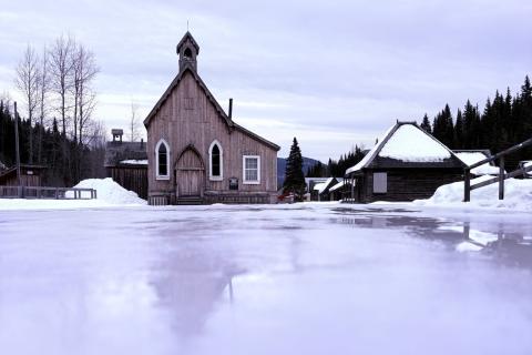 The Barkerville church in wintertime 